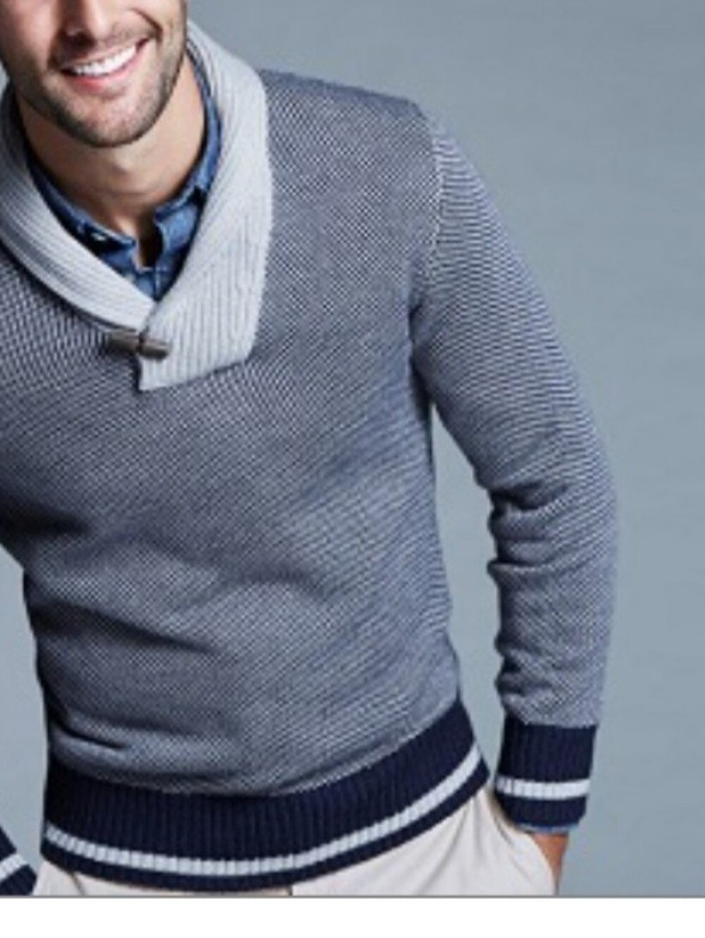 Banana Republic Birdseye Shawl-Collar Wool Sweater size S